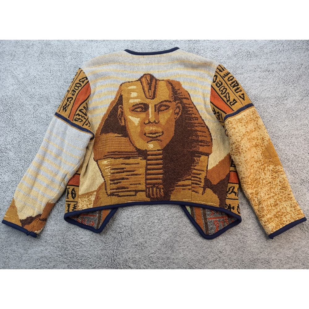 Kokopelli Tapestry Jacket Womens Small Egyptian Sphinx Pharoah USA Made Vintage